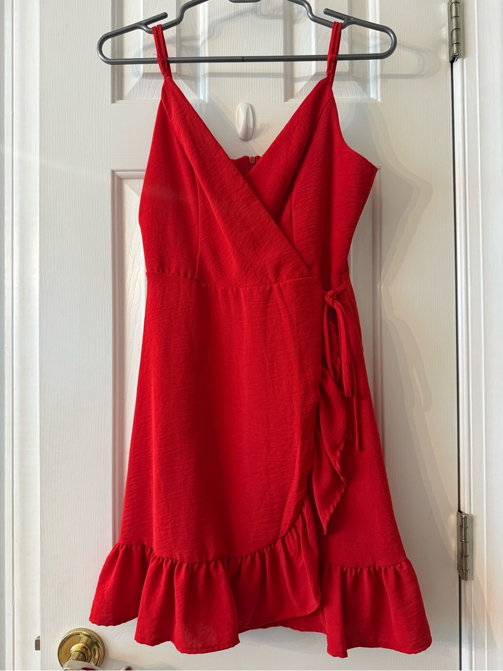 Altar'd State Red Ruffle Wrap Mini Dress